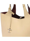 Logo Charm Medium Leather Shopper Tote Bag Beige - TOD'S - BALAAN 5