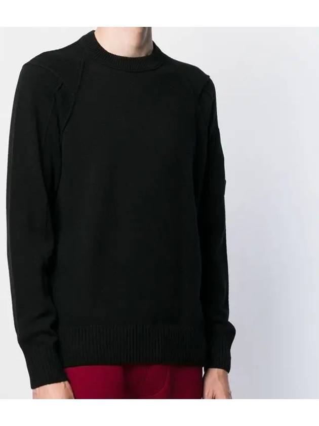 Lens Wappen Crew Neck Knit Top Black - CP COMPANY - BALAAN 5