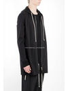 Drawstring Long Fit Cotton Zip-up Hoodie Black - RICK OWENS - BALAAN 9