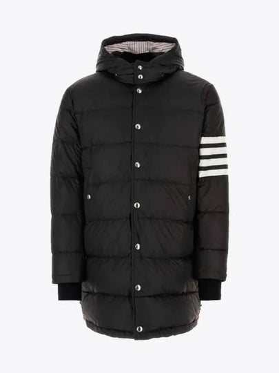 Men's 4 Bar Button Down Hooded Padding Black - THOM BROWNE - BALAAN 2