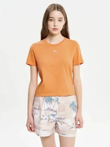 Women s Fox Patch T shirt Sunset Orange Domestic Product GM0024032500067 - MAISON KITSUNE - BALAAN 1