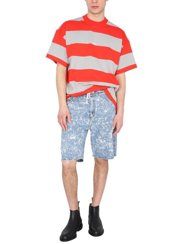 logo striped short sleeve t-shirt orange gray - MSGM - BALAAN 3