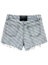 All-Over Logo Bite High Waist Denim Shorts Blue - ALEXANDER WANG - BALAAN 3