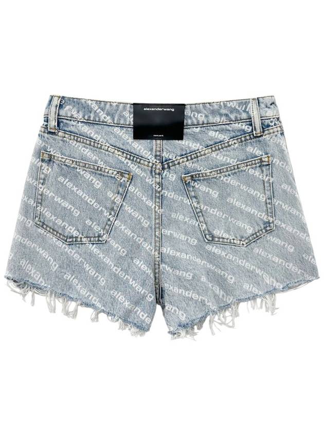 All-Over Logo Bite High Waist Denim Shorts Blue - ALEXANDER WANG - BALAAN 3