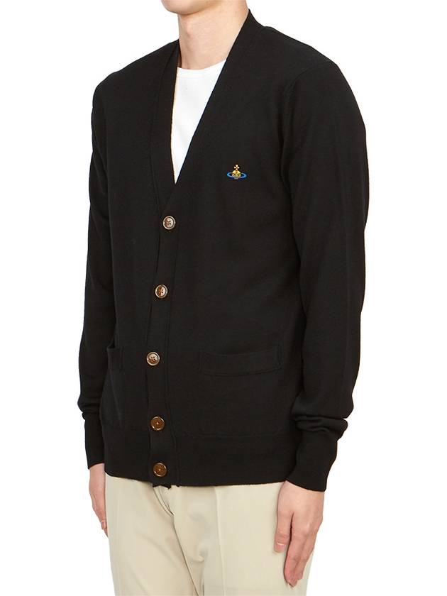 Embroidery Logo Fine Wool Cardigan Black - VIVIENNE WESTWOOD - BALAAN 3