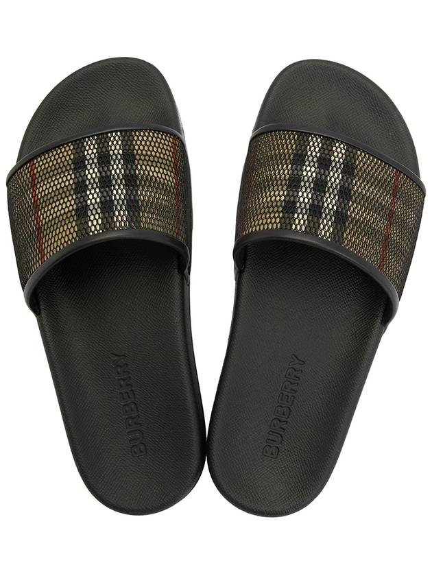 Checked Cotton Mesh Slippers Archives Beige - BURBERRY - BALAAN 3