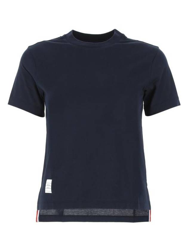 Logo Patch Lightweight Jersey Relaxed Fit Short Sleeve T-Shirt Navy - THOM BROWNE - BALAAN 2