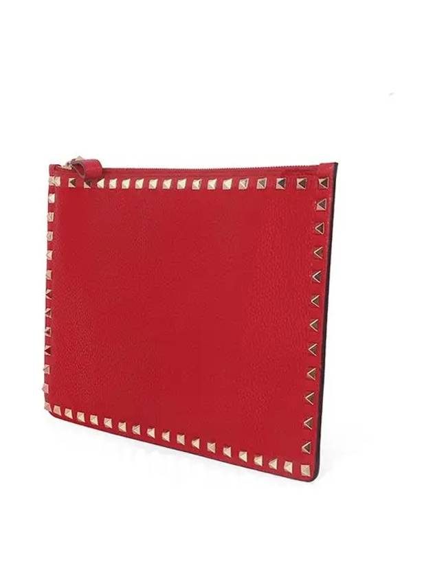 Rockstud Stampa Alce Clutch Bag Red - VALENTINO - BALAAN 5