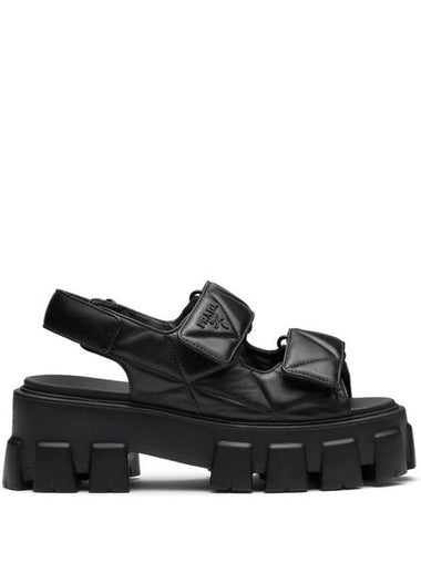 Logo Monolith Sandals Black - PRADA - BALAAN 1