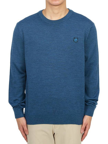 Fox Head Patch Regular Knit Top Blue - MAISON KITSUNE - BALAAN 1