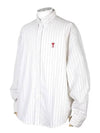 De Coeur Small Heart Logo Striped Long Sleeve Shirt Cream - AMI - BALAAN 6