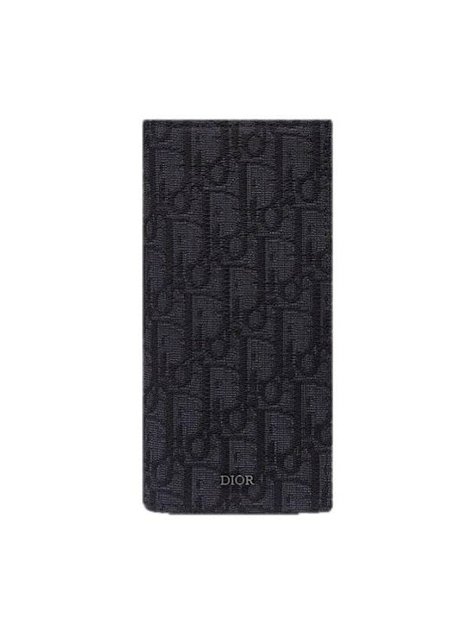 Vertical Long Wallet Black Oblique Jacquard - DIOR - BALAAN 2