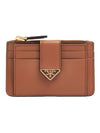 Leather Card Wallet Cognac - PRADA - BALAAN 1