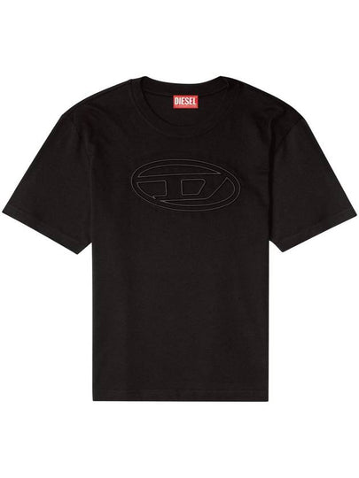 Embossed Oval D Short Sleeve T-Shirt Black - DIESEL - BALAAN 2