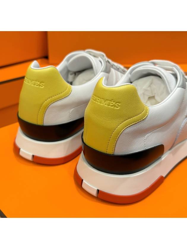 Men's Trail Sneakers Calfskin Multicolor White Yellow - HERMES - BALAAN 7