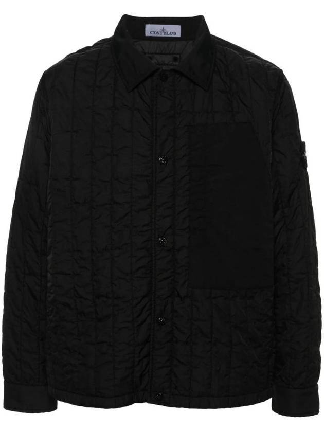 Men's Stella Wappen Patch Quilted Jacket Black - STONE ISLAND - BALAAN 1