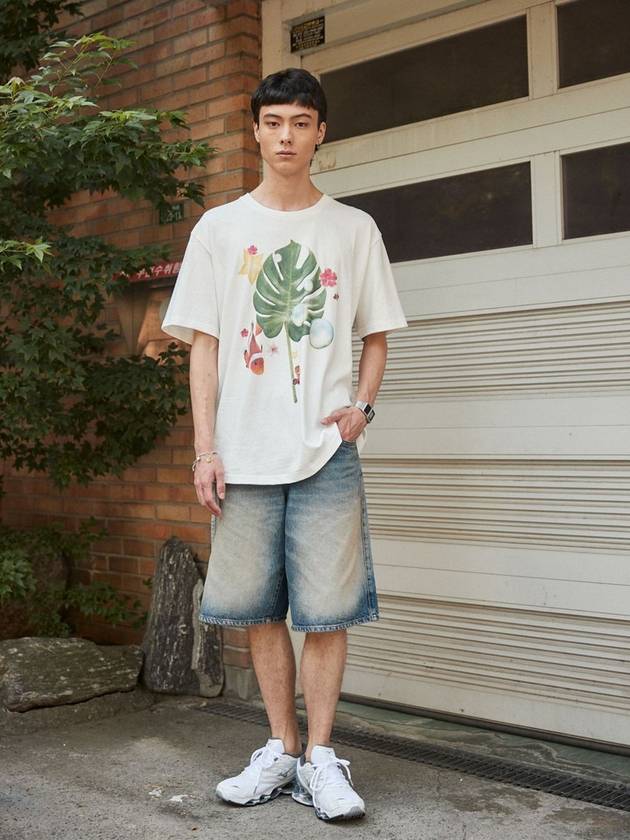 Monstera oversized t shirt off white - MSKN2ND - BALAAN 1