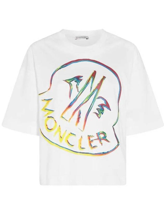 Rainbow Logo Short Sleeve T-shirt White - MONCLER - BALAAN 2