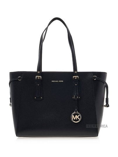 Voyager Medium Cross Grain Leather Tote Bag Black - MICHAEL KORS - BALAAN 2