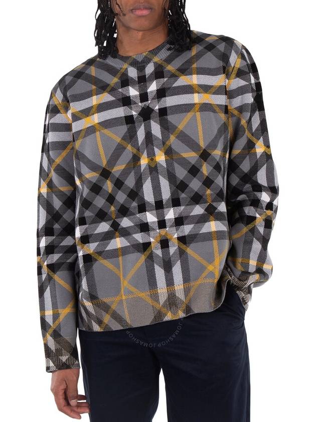 Burberry Check Cotton Jacquard Oversized Sweater, Size Medium - BURBERRY - BALAAN 3