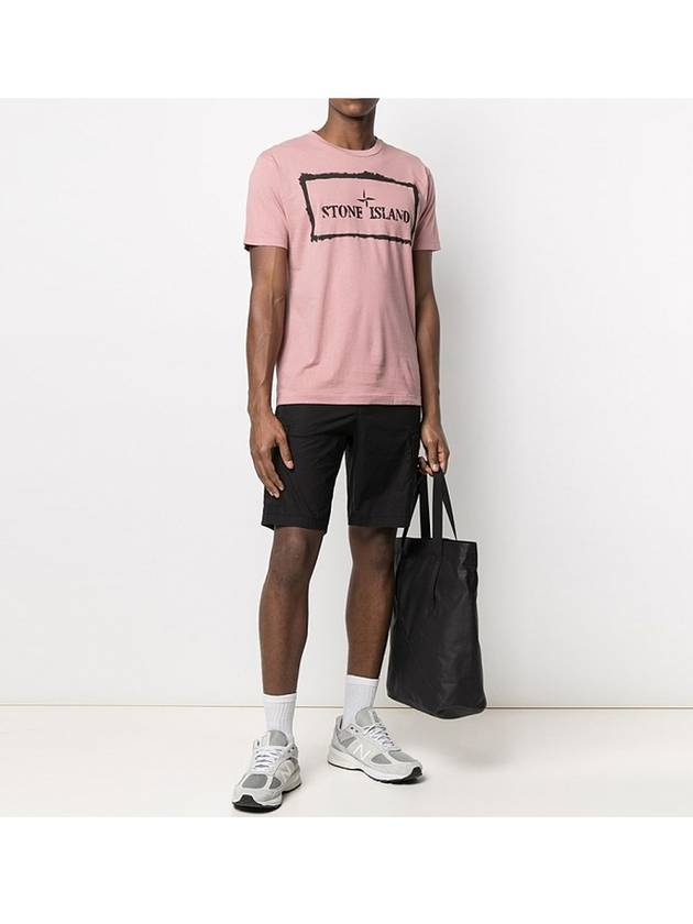 21SS 74152NS80 V0086 Stencil One Printing Round Short Sleeve T-Shirt Rose Quartz Men’s T-Shirt TJ - STONE ISLAND - BALAAN 5