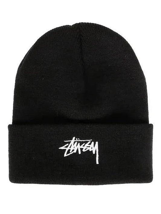 1321020 C 0001 BLACK Stock Cuff Beanie - STUSSY - BALAAN 1