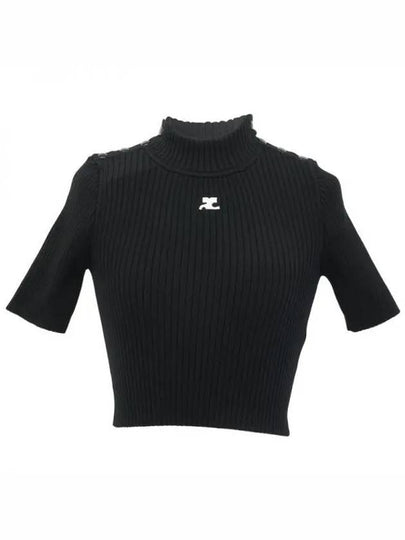 Crop Rib Knit Top Black - COURREGES - BALAAN 2