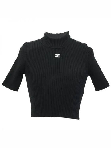 Crop Rib Knit Top Black - COURREGES - BALAAN 1