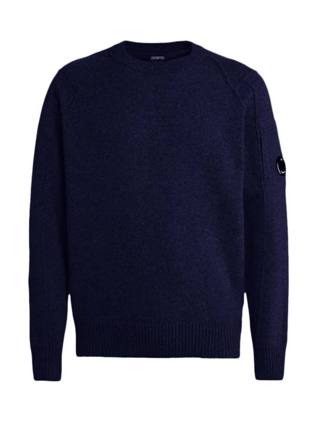 Lens Wappen Classic Crew Neck Wool Knit Top Navy - CP COMPANY - BALAAN 1