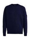 Lens Wappen Classic Crew Neck Wool Knit Top Navy - CP COMPANY - BALAAN 1