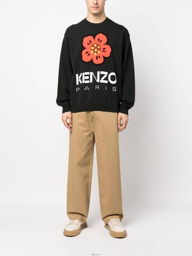 Boke Flower Wool Jumper Knit Top Black - KENZO - BALAAN 3