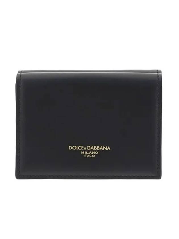 Logo Calfskin Half Wallet Black - DOLCE&GABBANA - BALAAN 1