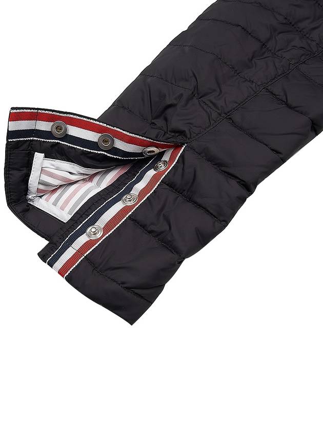 Matte Nylon 4-Bar Stripe Downfill Quilted Hoodie Padding Black - THOM BROWNE - BALAAN 10