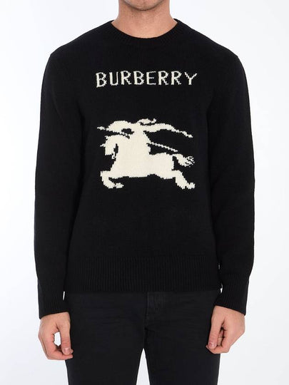 EKD Crew Neck Wool Cashmere Knit Top Black - BURBERRY - BALAAN 2