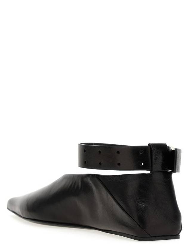 Ankle Strap Leather Ballerina Flats Black - JIL SANDER - BALAAN 3