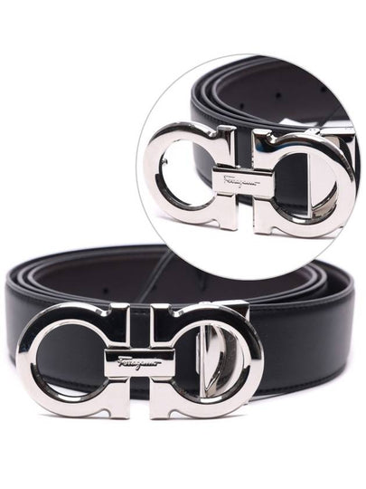 Reversible Gancini Leather Belt Black - SALVATORE FERRAGAMO - BALAAN 2