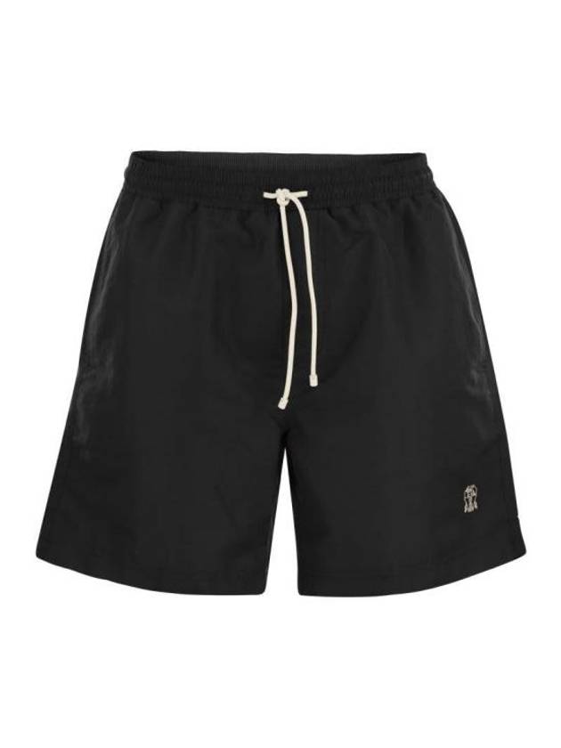 Logo Embroidery Swim Shorts Black - BRUNELLO CUCINELLI - BALAAN 1