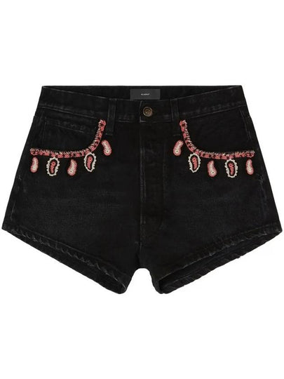 WoMen's Inner Energy Crochet Denim Shorts Black - ALANUI - BALAAN 2