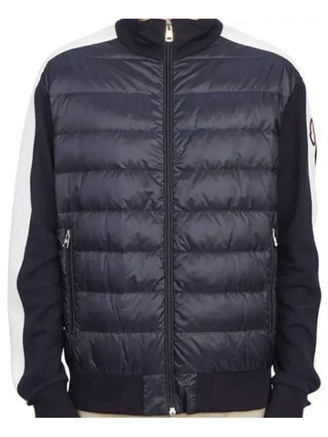 Logo Patch Nylon Padded Cardigan Navy - MONCLER - BALAAN 1