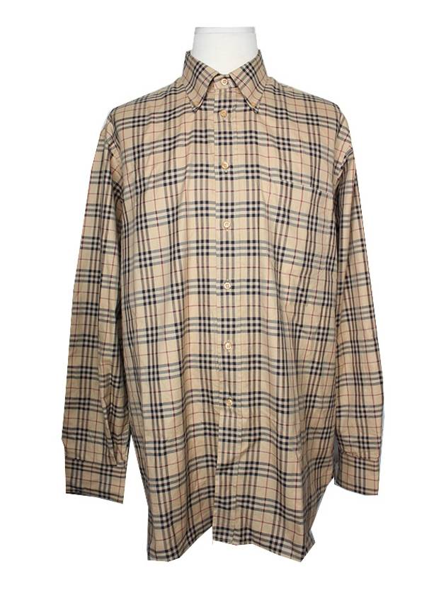 Beige tartan check men s shirt 105 - BURBERRY - BALAAN 1