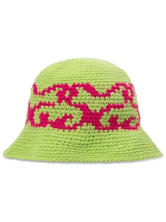 SS logo knit bucket hat lime 1321125 LIME - STUSSY - BALAAN 1