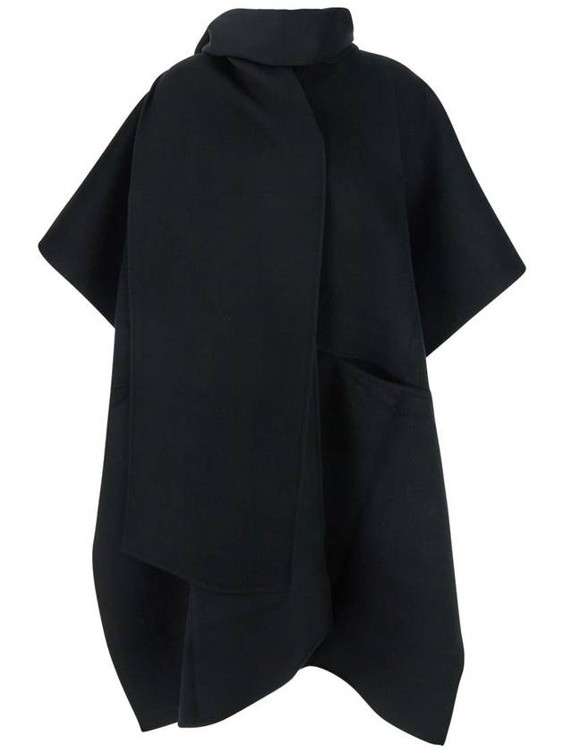 Black Coat With Scarf In Wool Woman - TOTEME - BALAAN 1