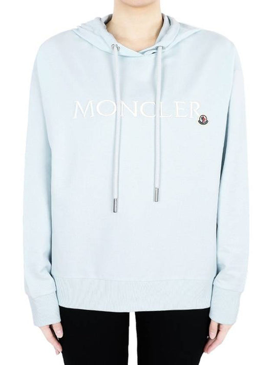 Moncler Women s Embroidered Logo Hooded Sweatshirt Sky 8G00016 89A1K 70S - MONCLER - BALAAN 1