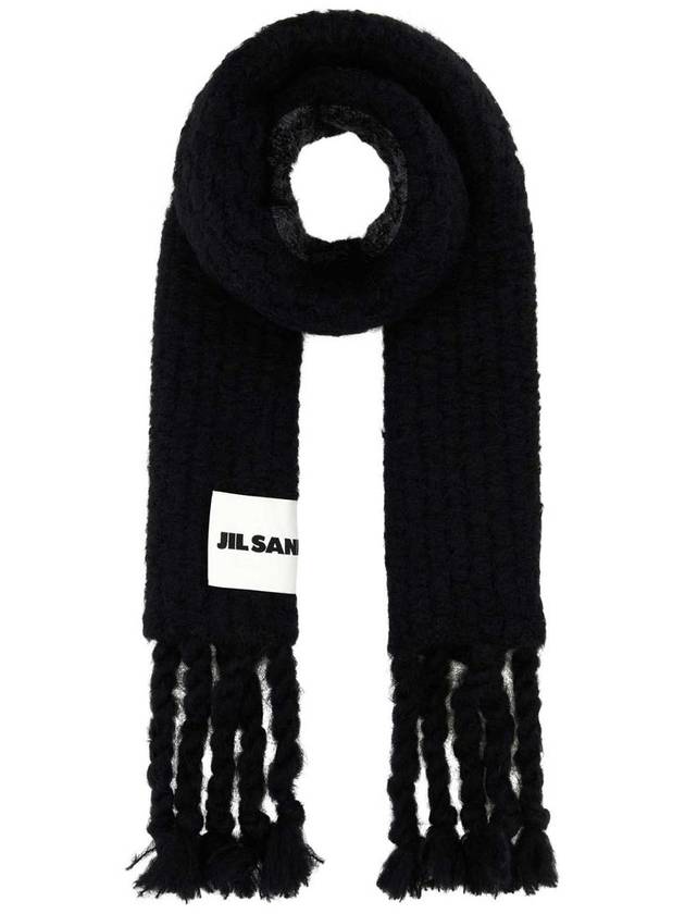 Logo Patch Knit Muffler Black - JIL SANDER - BALAAN 2