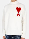 Heart Logo Knit Turtleneck White - AMI - BALAAN 3