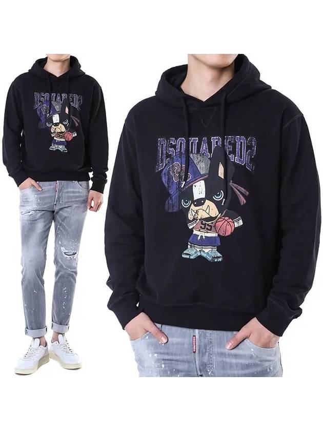 Frontal Print Cotton Hoodie Black - DSQUARED2 - BALAAN 3