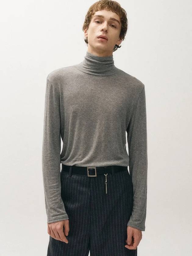 Wool Silky Roll Neck T Shirt Melange Gray - NOIRER - BALAAN 8