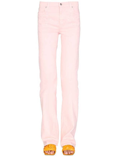 Women's Embroidered Flower Detail Straight Jeans Pink - ETRO - BALAAN 2