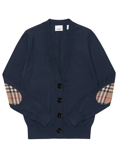 Check Patch Wool Cardigans Navy - BURBERRY - BALAAN 2