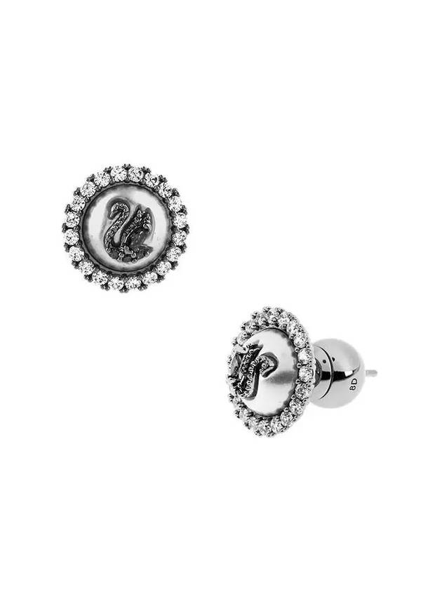 Swan Stud Pearl Rhodium Earrings Silver Grey - SWAROVSKI - BALAAN 2